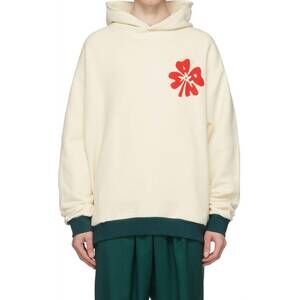 NEW MARNI men's summer motif logo hoodie in snow
